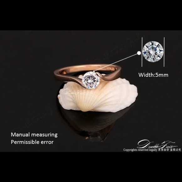 18K Cubic Zirconia Ring Rose Gold Color - Picture 6 of 6